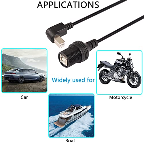 SınLoon USB 2.0 Tip-B 90 Derece Sol Yazıcı Kablosu, su Geçirmez Tip B Gömme Montaj araç tutucu Uzatma Yazıcı Kablosu,araba