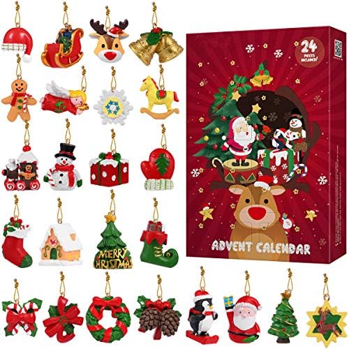 NUOBESTY Noel Advent Takvimi 24 Reçine askı süsleri 2020 Noel Ağacı Asılı Figürler Mini Noel Ağacı Süsleri Noel Festivali